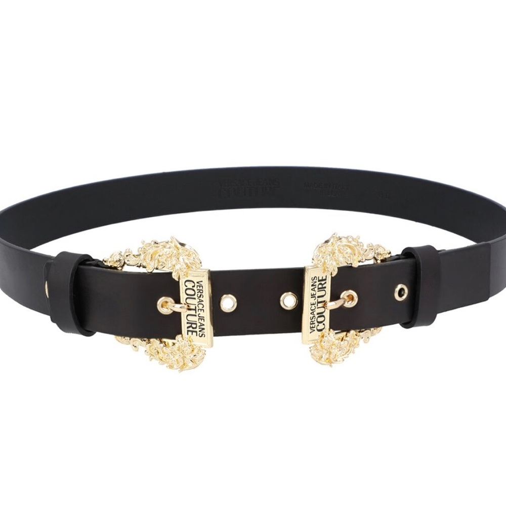 Versace Couture double-buckle leather belt
